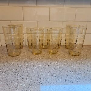 Vintage Federal Glass Co. Set of Amber Colored Tumblers in 2 Sizes